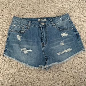 Distressed high waisted shorts